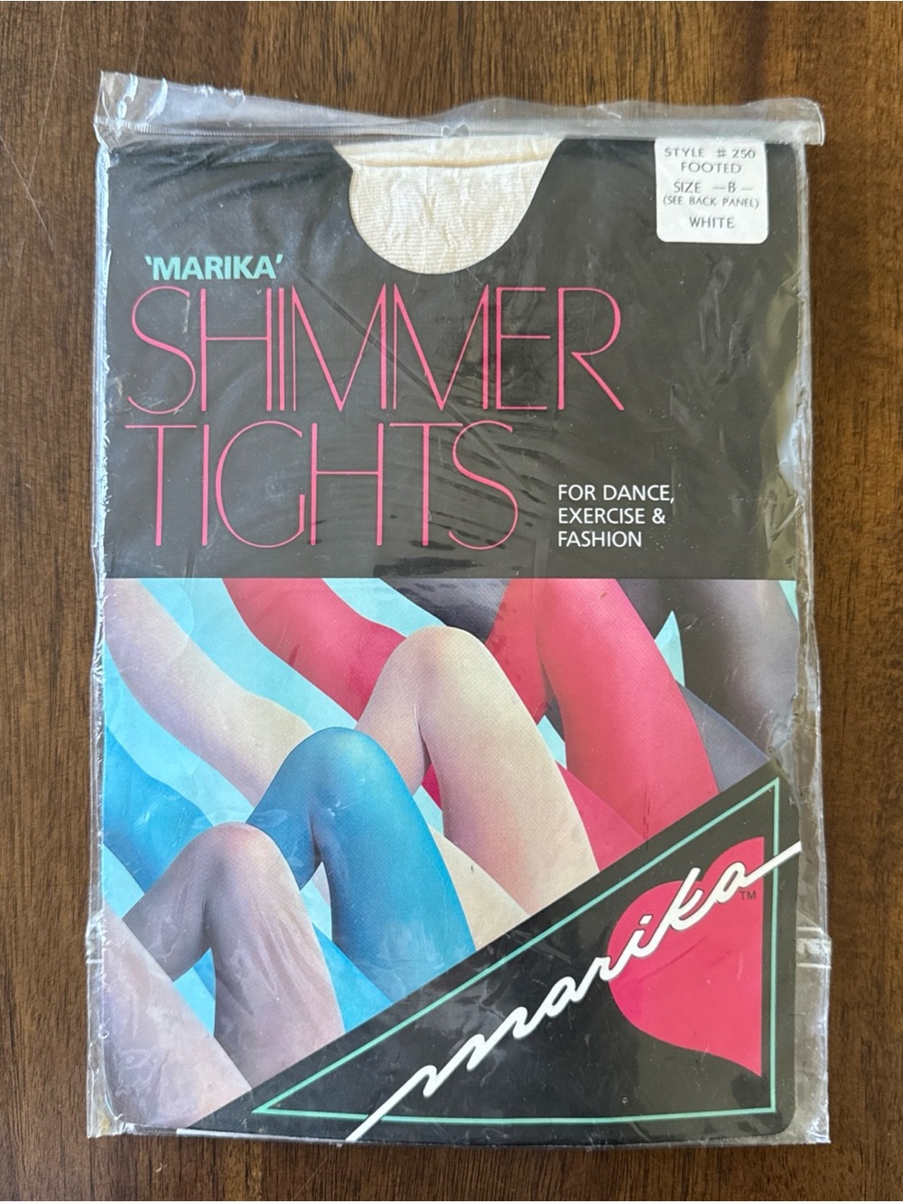 Vintage Marika White Shimmer Dance Exercise Tights Size B / M New In Package